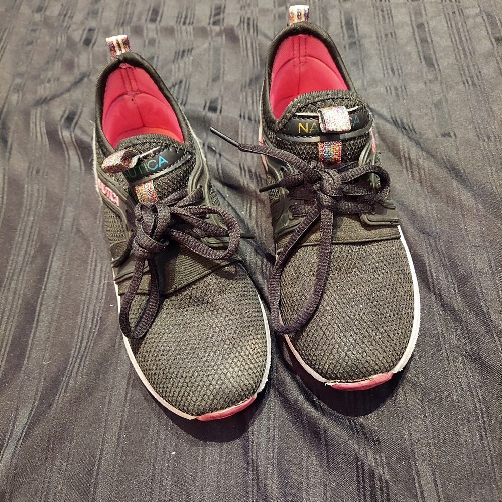 Nautica girls black sparkly pink sneakers